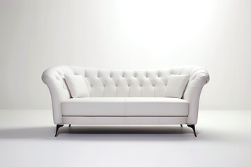 Modern orange textile sofa on isolated white background. Furniture for modern interior, minimalist design,Generative AI