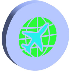 3D Trip icon with airplane