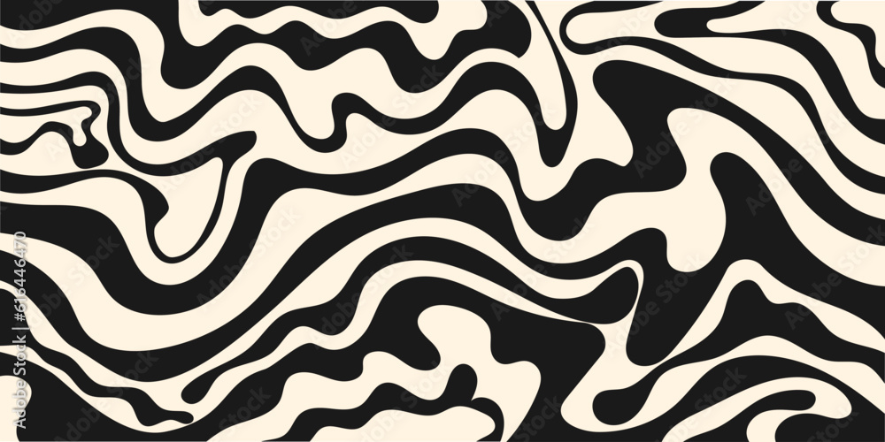 Wall mural trendy vector background in retro 70s,60s style. abstract horizontal background with waves.