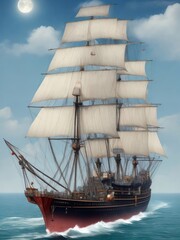 ship in the sea. sailboat