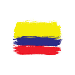 Colombia colorful brush strokes painted national country flag icon.