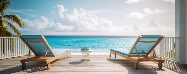 Chairs on a beautiful tropical island beach