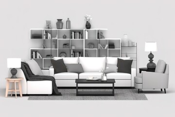 sofa furniture isolated on white background,Generative AI