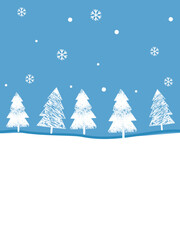 Christmas background with trees and snowflakes