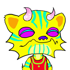 cartoon monster character design colorful children comic screaming alien