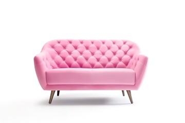 Elegant sofa in the empty pink room with copy space,Generative AI