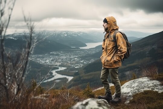 Man travel backpacker hiking (Ai generated)