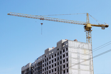 building construction and crane, copy space