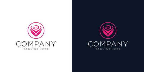Rose Vector logo in circle shows an abstract image of a rose or a flower
