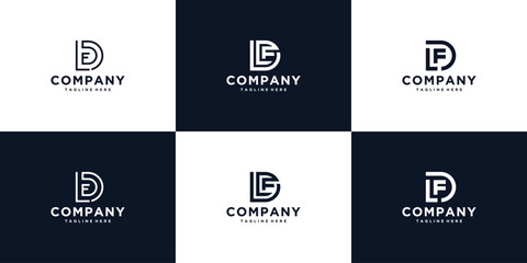 Initials letter DF, DL, DLF vector icon logo template