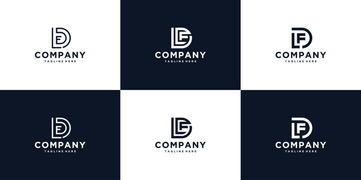Initials letter DF, DL, DLF vector icon logo template