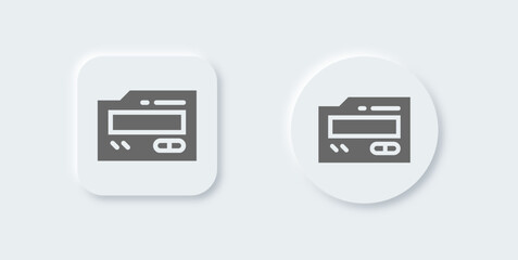 Pager solid icon in neomorphic design style. Vintage communication signs vector illustration.