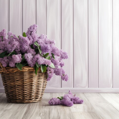 Fototapeta na wymiar Blooming purple romantic lilac flowers background.Lilac flower in vase