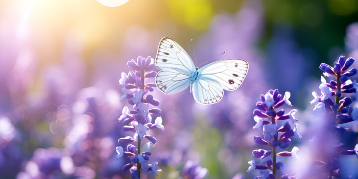 Butterfly Flying in Flower Garden
Lavender Flower in Garden Beautiful Butterfly in Garden Setting Ai generator
