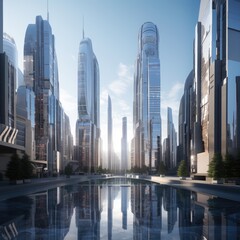 Fototapeta na wymiar A group of skyscrapers of the future