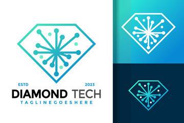 Diamond technology digital logo vector icon illustration