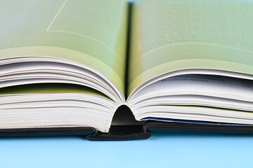 Closeup view of an open book.