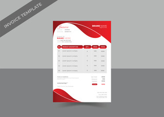 Modern Invoice Design Vector Template in A4 Size