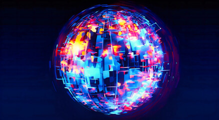 Obraz premium a blue globe with a colorful light on it