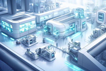 Fototapeta premium smart factory. AI technology generated image
