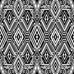 Geometric ethnic aztec seamless pattern. Aztec black and white vector background.