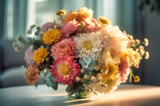 sunny day flower bouquet stock pictures