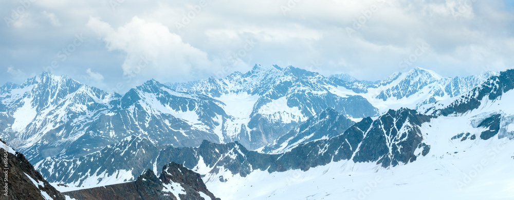 Sticker View from the Karlesjoch mount (3108m., near Kaunertal Gletscher on Austria-Italy border). Panorama.