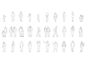 outline people drawing man woman vector illustration. isolated graphic person people isolated sketch simplicity hand drawn human continuous line. people stand design group business concept.
