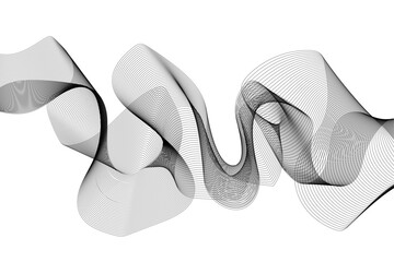 Abstract grey smooth element wavy modern curve lines on transparent background. Digital frequency track equalizer. Abstract frequency sound wave lines, twisted curve lines and technology background.