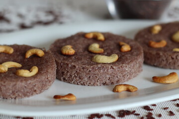 Poongar rice vattayappam. Steamed rice cake made with a fermented batter of poongar rice and coconut and steamed in a round dish