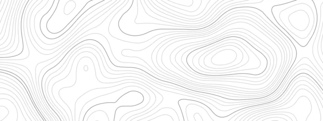 Fototapete Weiß Abstract wavy topographic map. Abstract wavy and curved lines background. Abstract geometric topographic contour map background.