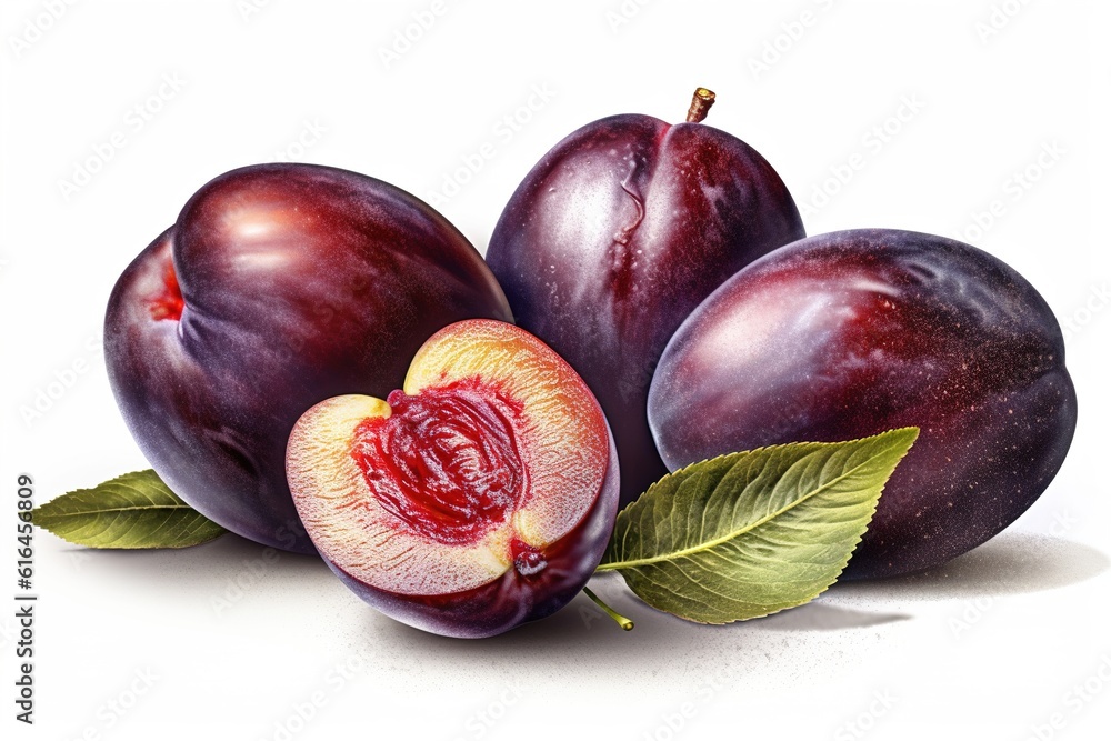 Poster plum isolated on white background. generated by ai