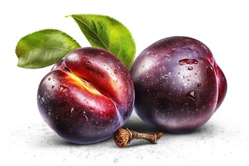plum isolated on white background. Generated by AI