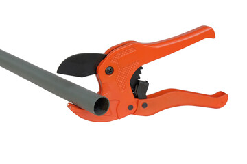 PVC pipe cutter isolated on white ,clipping path.