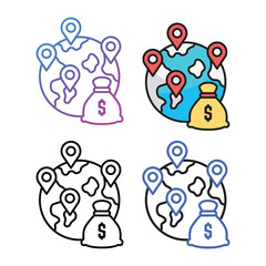 Worldwide icon design in four variation color