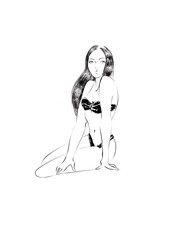Illustration of brunette pinup in bikini