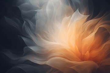 white blue orange black flower theme background, like abstract texture fabric petals flowing in the air - generative ai