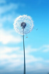 A jellyfish dandelion in blue with light shining through it, in the style of lensbaby velvet. AI generative