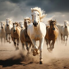 Naklejka na ściany i meble A herd of galloping horses