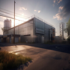 Obraz premium 3D modern factory building design