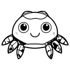 Cute crab outline vector illustration, seafood, Various marine life