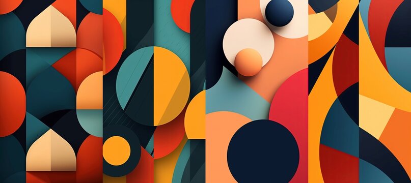 abstract tribal geometric shape design vertical background collection set, Generative Ai