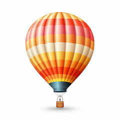 Illustration of hot air balloon isolated on white background. The passenger basket at the bottom and the envelope part are colorfully and attractively designed.