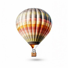 Naklejka premium Illustration of hot air balloon isolated on white background. The passenger basket at the bottom and the envelope part are colorfully and attractively designed.