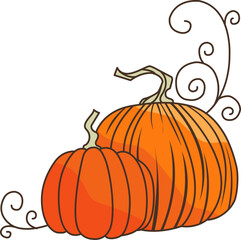 Pumpkin flat design illustration for decoration on nature food, agriculture, Halloween feetival and Autumn seasonal.