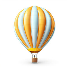 Illustration of hot air balloon isolated on white background. The passenger basket at the bottom and the envelope part are colorfully and attractively designed.