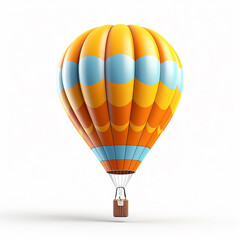 Fototapeta premium Illustration of hot air balloon isolated on white background. The passenger basket at the bottom and the envelope part are colorfully and attractively designed.