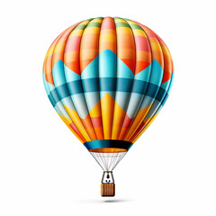 Illustration of hot air balloon isolated on white background. The passenger basket at the bottom and the envelope part are colorfully and attractively designed.