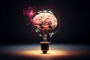 Conceptual image, human brain in light bulb