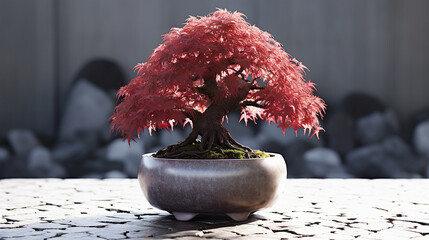 Japanese red maple tree pot leaves plants acer wallpaper image AI generated art